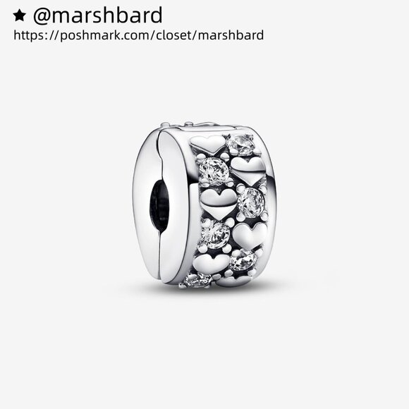 Pandora Infinite Hearts Sparkling Clip Charm - Picture 1 of 6